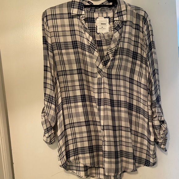Sonoma blue and plaid blouse - Picture 1 of 3